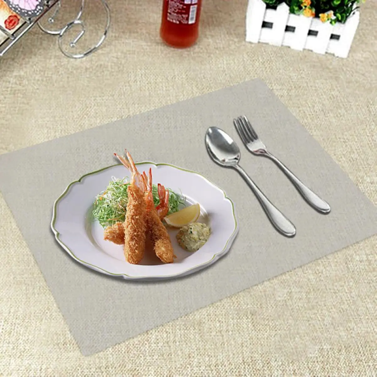 JX-LCLYL 4pcs/set Plastic Clear Transparent Placemat Kitchen Tableware Place Mats Pad