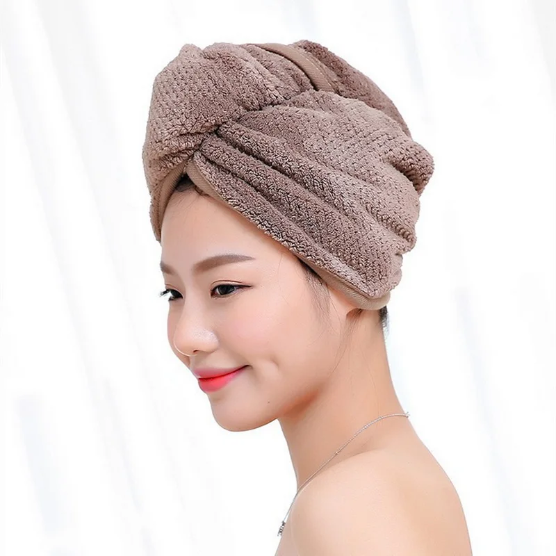 23x60cm Women Polyester Cotton Hair Dry Cap Salon Towel Bathroom Super