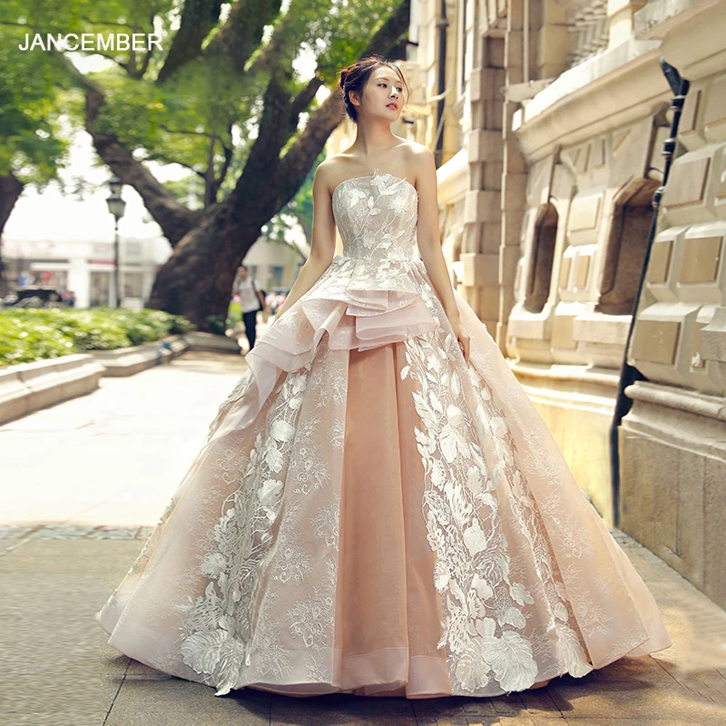 J66546 janceber Quinceanera платья для выпускного вечера 2020 бальное платье без бретелек с