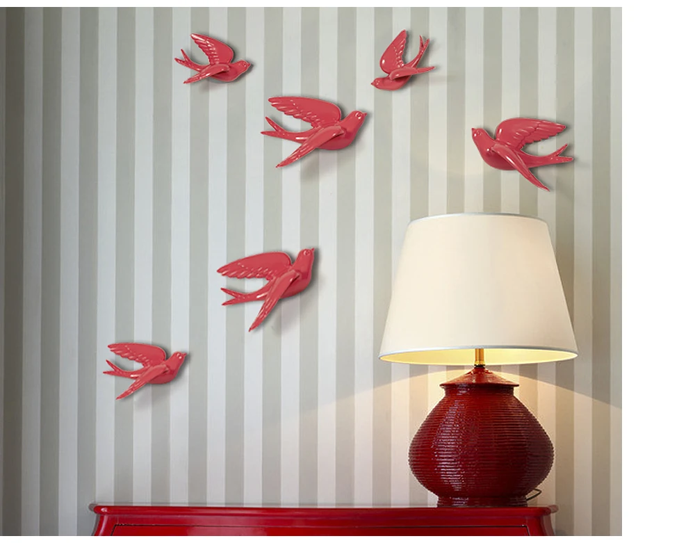 Смолы 3d ласточка птицы Статуэтка настенные наклейки домашний Декор Аксессуары для гостиной украшение дома декоративные наклейки на стену