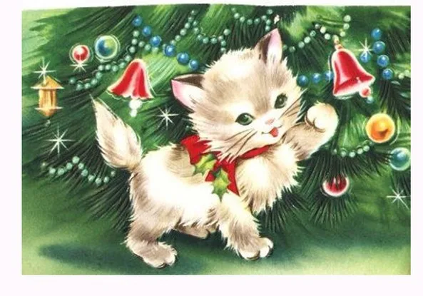 Рукоделие DIY Вышивка с кристаллами 5d diamond Рождество Cat площадь Алмазная мозаика