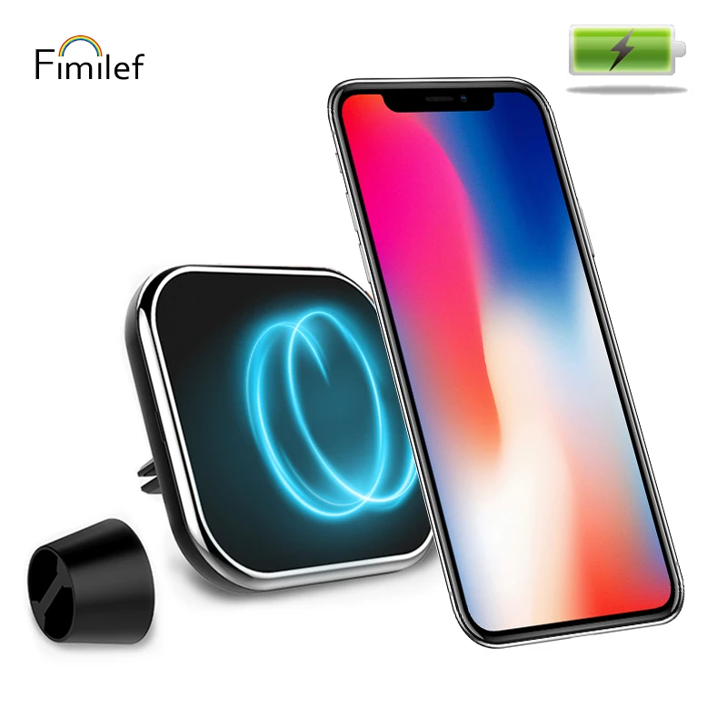 

Fimilef Car Magnetic Wireless Charger Square Holder Air Vent&Dashboard&Windshield Mount Car Holder Mobile Phone QI Fast Charging