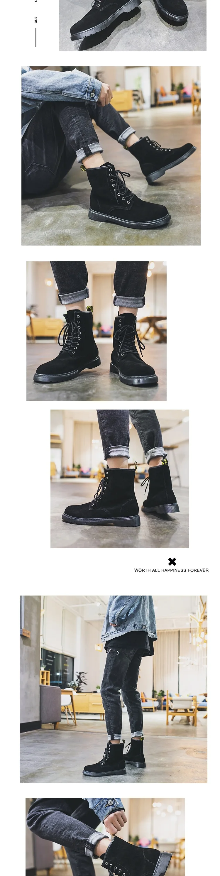 XEK/2019 г. осенне-зимние новые высокие модные набор для ухода за обувью Нескользящая Мужская обувь в стиле ретро удобная мужская обувь ZLL692