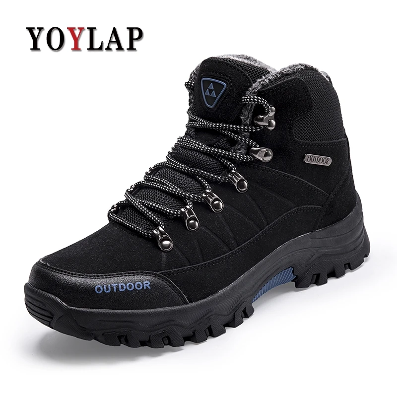 

Men Boots Winter With Fur 2018 Warm Snow Boots Men Winter Boots Work Shoes Men Footwear Fashion Rubber Ankle Shoes 39-46