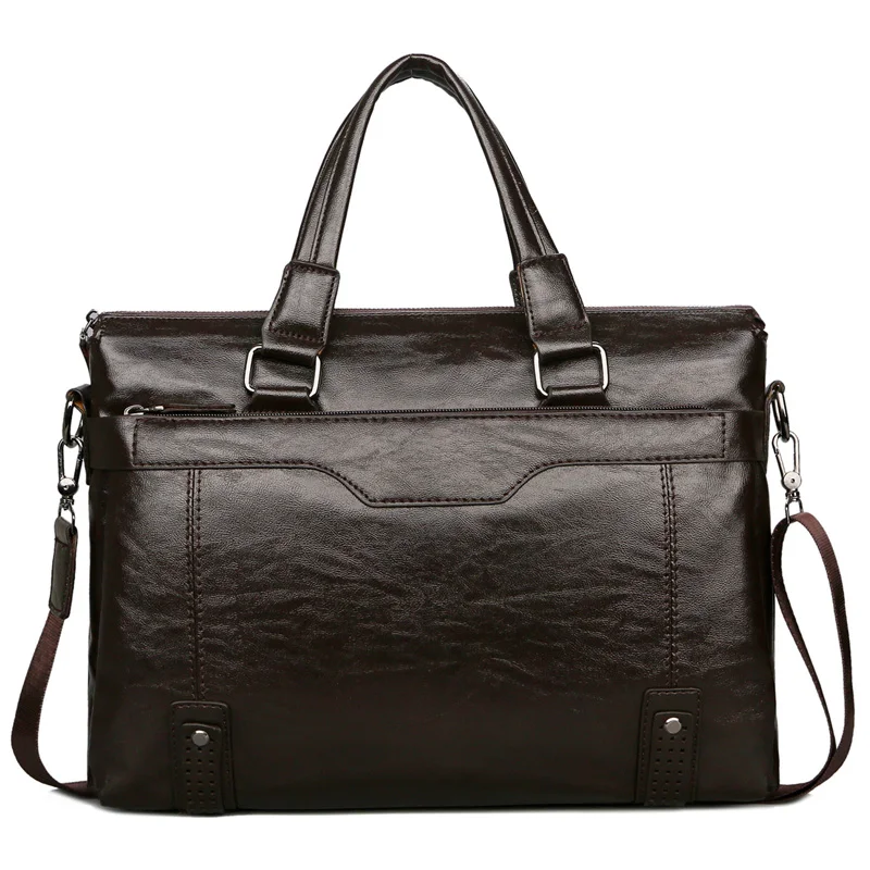 

Awen Shaw Men's PU Leather Briefcase Waterproof Business Fashion Laptop Bag Travel Big Capacity Shoulder Bags Handbag Casual