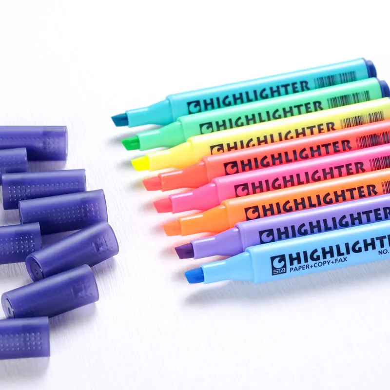 8 цветов 1 предмет Треугольники баррель маркеры на водной основе хайлайтер, маркер флуоресцентная ручка для Бумага факс рисунок «сделай сам» эскизный