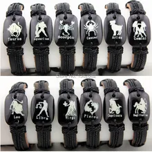 Горячее предложение, пеньковый кожаный браслет, мужские браслеты с изображениями созвездий, женские 12 знаков зодиака и зодиака, браслеты, мужские браслеты и браслеты mb96