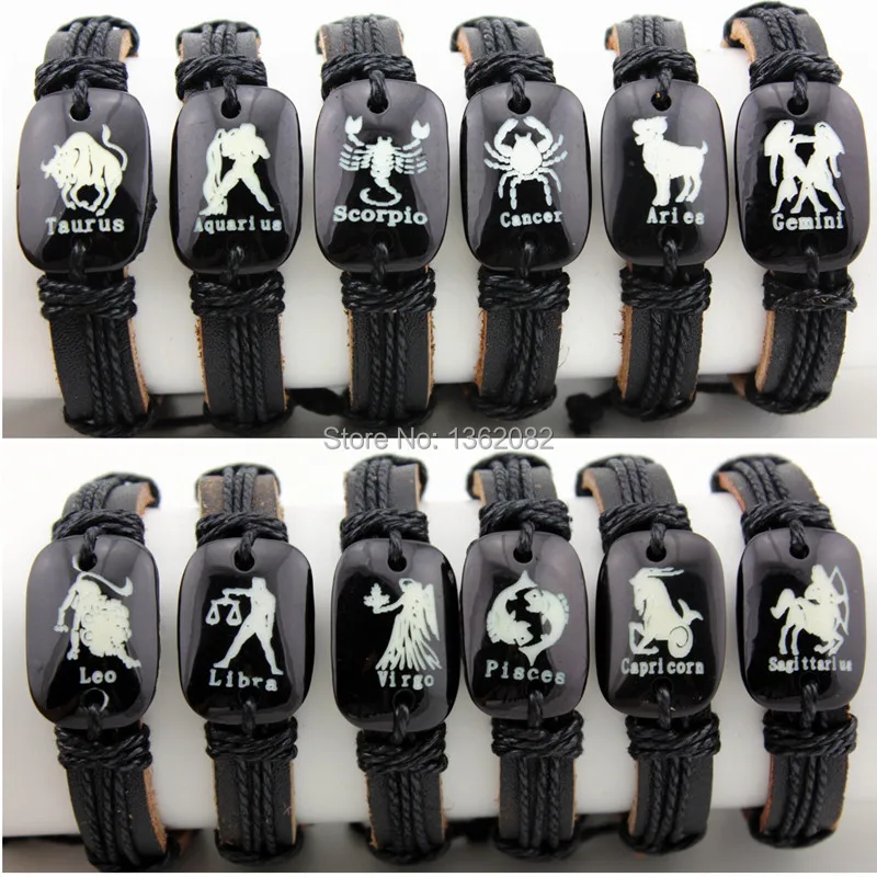 

Hot Hemp Leather Bracelet Men Constellations Bracelet Women 12 Zodiac Horoscope Signs Bracelets Male Bracelets & Bangles mb96