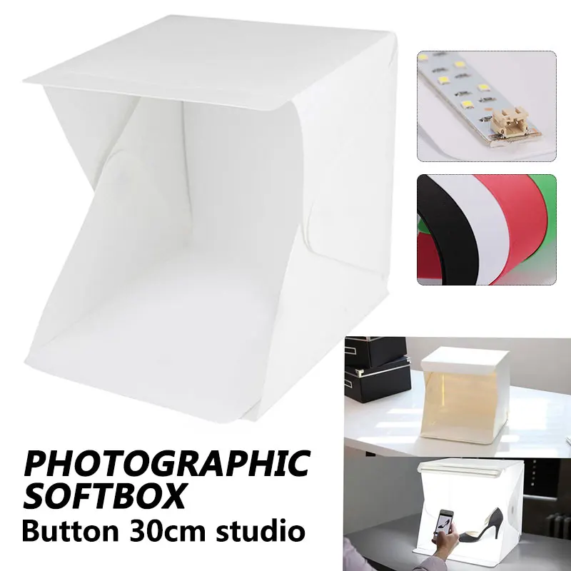 Portable Photo Studio Photography Shooting Light Box Kits 30cm with LED