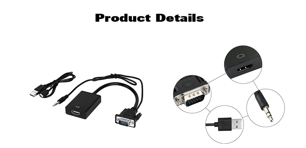 VGA Мужской к HDMI Женский конвертер Кабель-адаптер с аудио выходом 1080P VGA HDMI адаптер для ПК ноутбука к HDTV проектор r10