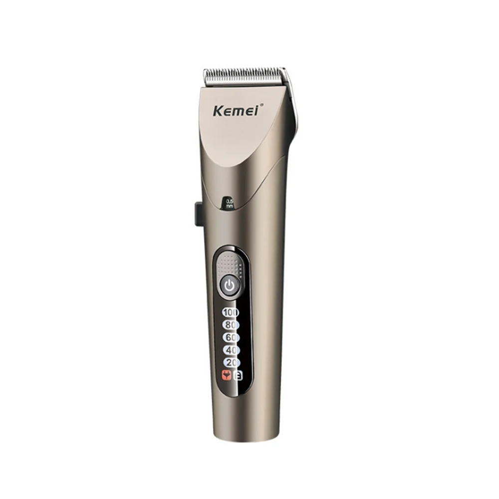 

Kemei Professional Portable Rechargeable Hair Clipper LCD Monitor Gold Waterproof Home Adjustable Stainless Steel Styling Tool