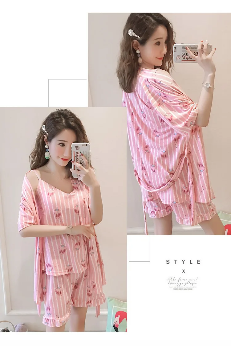 3 шт. пикантные шорты для женщин пижамы девочек для 2019 жаркое лето хлопок печати пижамы домашняя пижама Mujer Домашняя одежда Комплект из трех