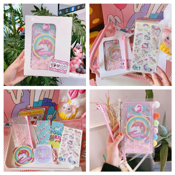 Милый розовый блестящий популярный спиральный блокнот с изображением единорога, молочный еженедельник-планировщик, подарок на день рождения для девочек