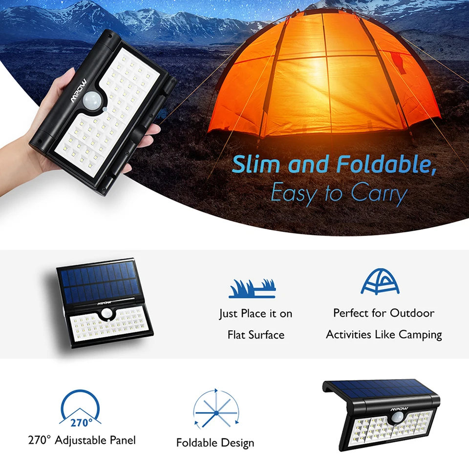 Mpow CD131 42 LED Solar Lights Portable Foldable Outdoor Camp Solar Lamp (1)