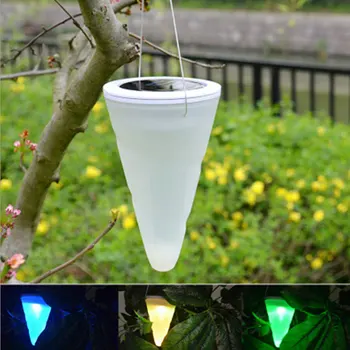 

LED Solar Cone Shape Colorful Hanging Lamp Pendant Light Solar Lamps for Garden Courtyard Balcony Waterproof Outdoor Lighting MY