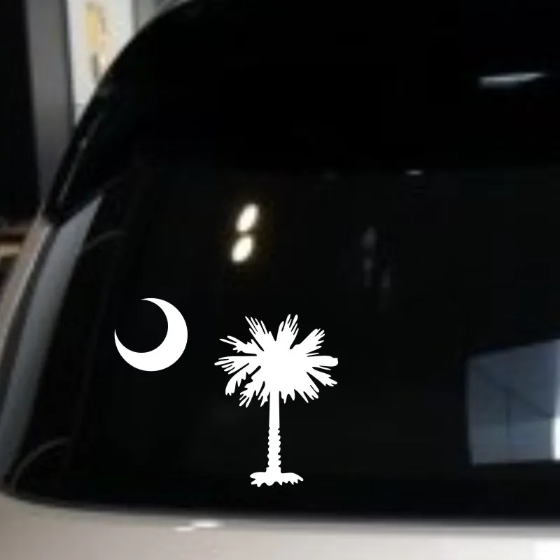 PALMETTO дерево Луна SC флаг высечки автомобиля Наклейка высечка белая наклейка в виде окна стикер 5 ''(белый