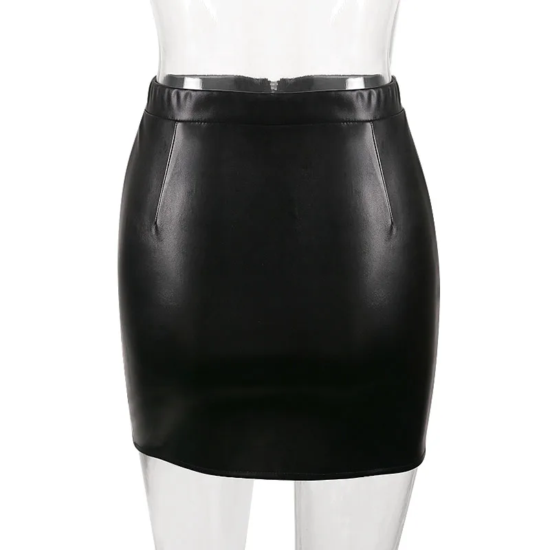 Women's Sexy Faux Leather Pencil Skirts Female High Waist Street Wear Bodycon Skirt Lady Fashion Club Party Short Skirt Talever Skirts