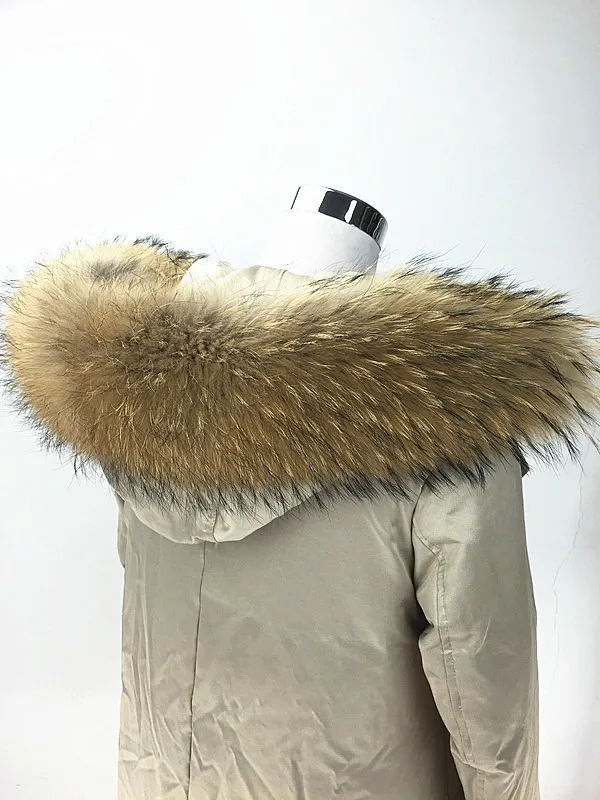 Подкладка 70 см натуральный мех воротник натуральная енотовая собака меховой отделкой шарф для женщин Мужская Куртка парка модная теплая с капюшоном воротник S1471WS