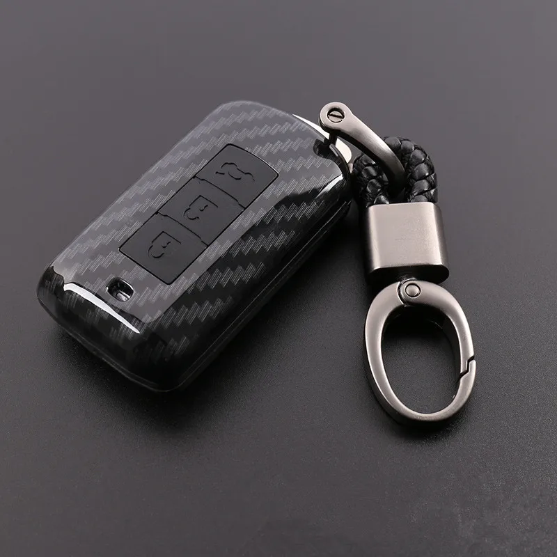 Carbon PVC car Key Cover Cases For Mitsubishi Outlander Lancer 10
