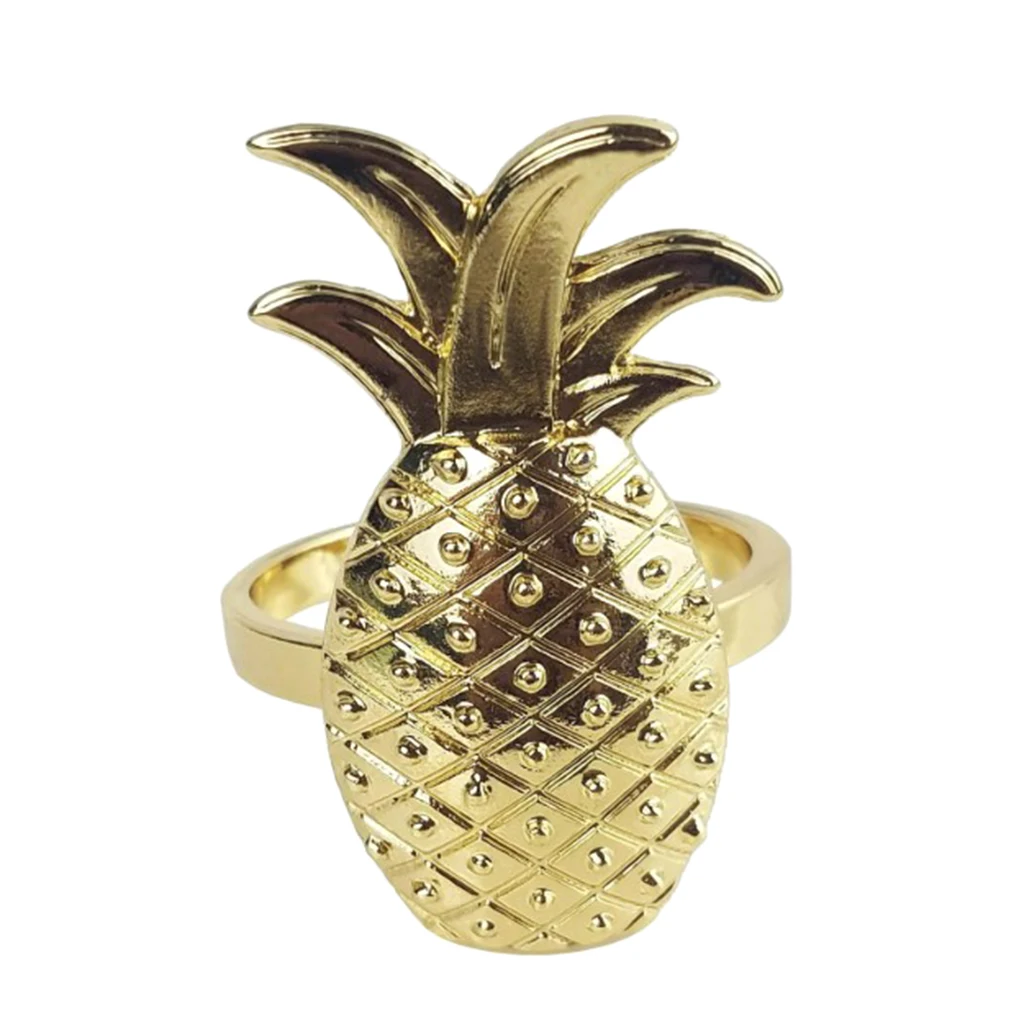 1Pcs Gold Silver Rose Gold Aluminium Restaurant Table Napkin Rings Holder Pineapple Design For Wedding Banquet Table Decoration