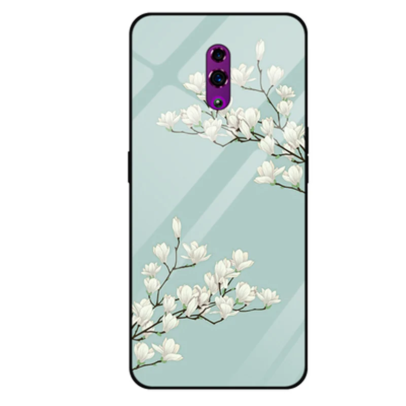 Чехол для OPPO Reno, Модный чехол из закаленного стекла с рисунком из мягкого силикона с узором для OPPO Reno, задняя крышка для OPPOReno Shell