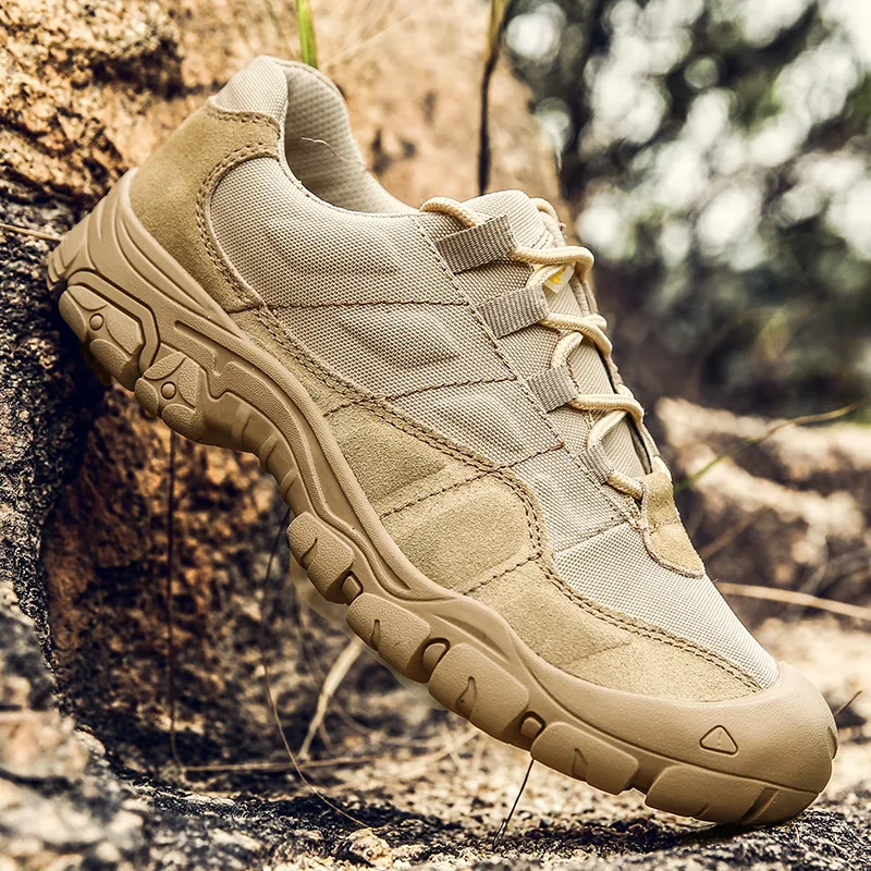 

Genuine leather Men Hiking Shoes Outdoor Waterproof Breathable Tactical Combat Army Boots Desert Training Sneakers Trekking Shoe