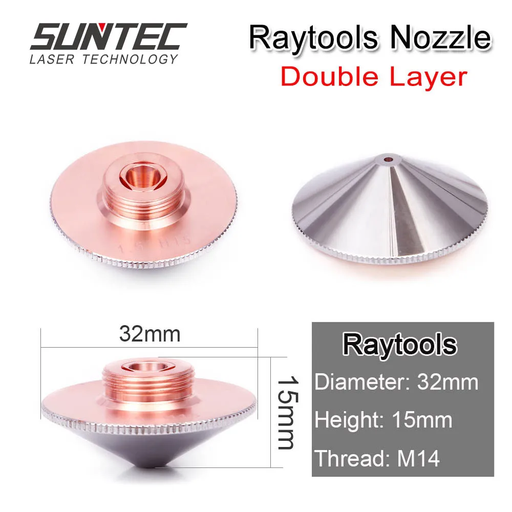Suntec Laser Nozzle Double Layers Dia.32mm Caliber 0.8 - 4.0mm for bodor raytools laser Machine