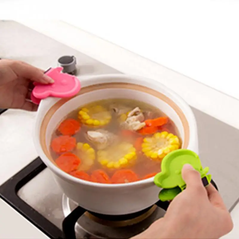 Силиконовая тарелка с бабочкой, держатель для чаши, держатель для кастрюли, магнитный зажим для холодильника, удобный кухонный инструмент, случайный цвет