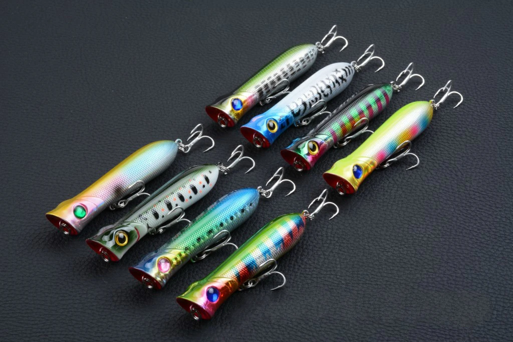 

8Pcs/Lot High End Sea Fishing Popper Lures 8cm/12.2g TopWater 3D Eyes Wobbler Crankbait Artificial Hard Bait For Outdoor Fishing