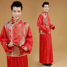 Chinese Male Wedding Dress Men Tang Suit Male Chinese Red Robe Chinese Traditional Folk Costume Bridegroom Costume 89