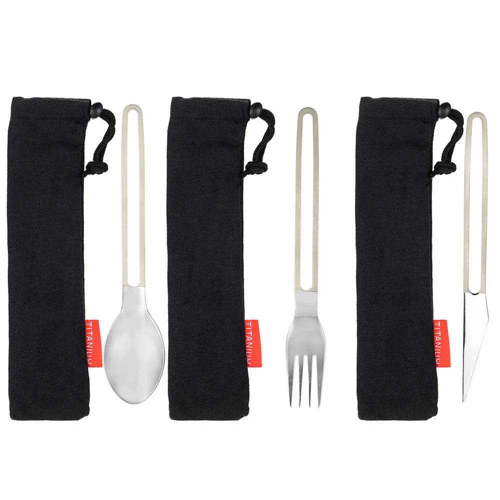 Calidad Superior de titanio cubiertos 3 piezas tenedor cortador cuchara Set vajilla cubiertos Kit Camping Picnic cubiertos viajes envío de la gota