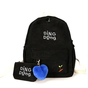 

2008 New style Double Shoulder Bag backpack Student bookBag Best-selling Corduroy Leisure Bag schoolbags