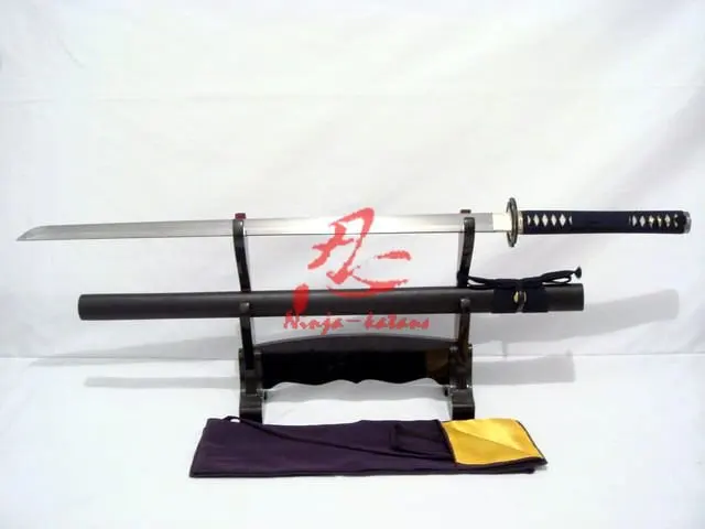 

Hand forged Folded steel musashi tsuba ninja katana sword sharpened