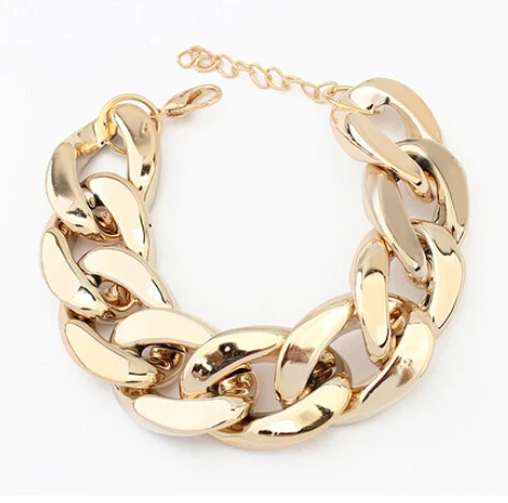 

New Fashion Jewelry Chunky Chain Bracelets Gold Silver Gun Black Plated Concise All-match Bracelets For Women