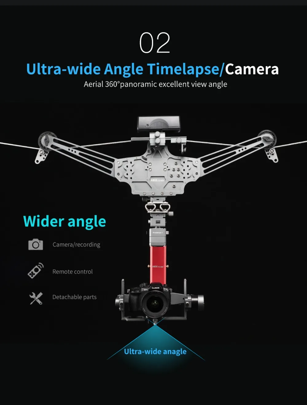 ASXMOV 4 м/с 20 кг Полезная нагрузка panorama timelapse воздушная видеосъемка карданный фокус кабельная система приложение Беспроводное управление