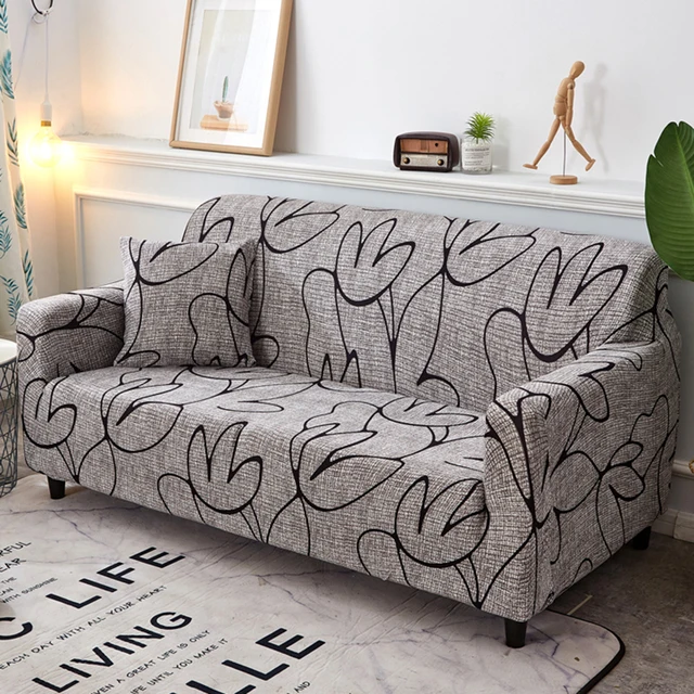 Black and white sofa cover Printed couch cover Polyester bench Covers