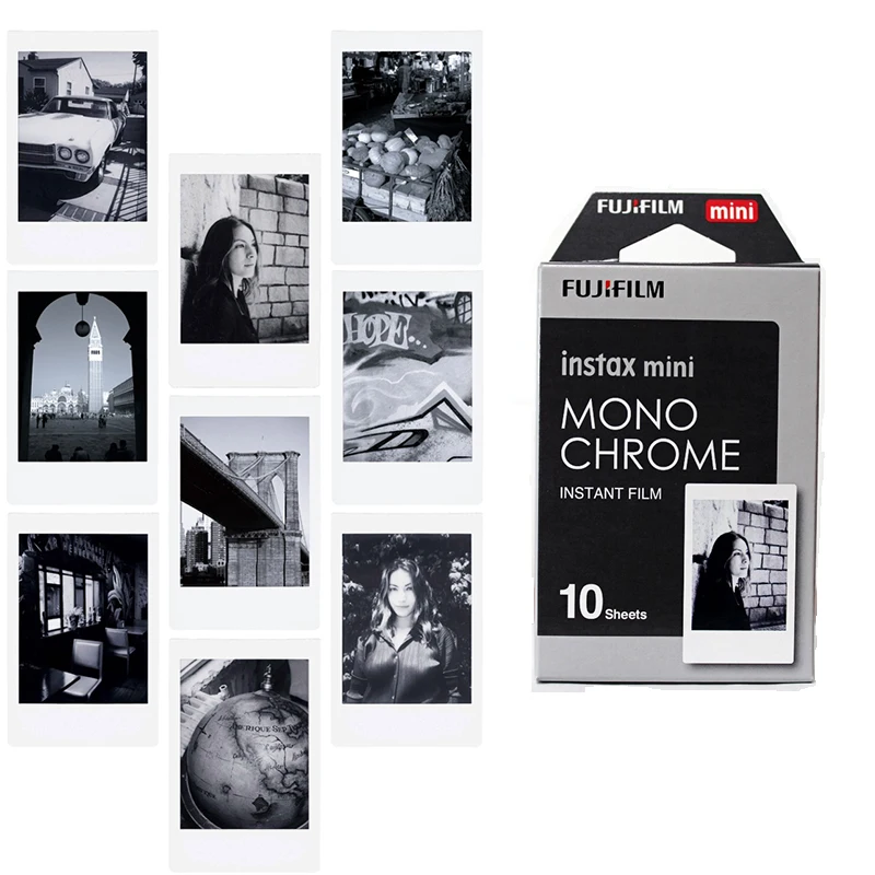 Новинка 10 шт. монохромная пленка Fujifilm Instax Mini для мгновенной фотокамеры 9 8 7s 7 50s 50i 90