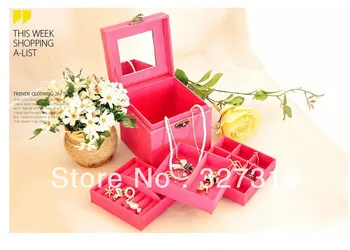

New Palace Vintage TRAVEL CARRYING Jewelry Display Storage Case Box Rose Red