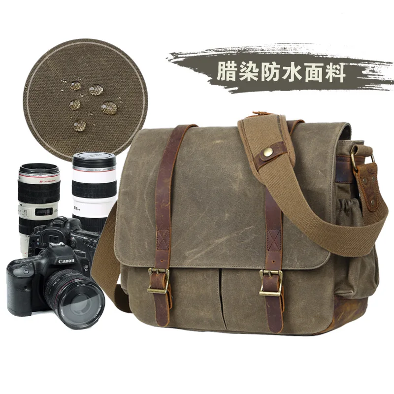 

061018 new hot yesetn men waterproof canvas bag retro SLR camera bag male messenger bag