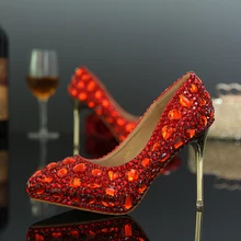 2016 spring and autumn pointed toe rhinestone wedding shoes crystal shoes bridal shoes sexy rhinestone thin heels high-heeled