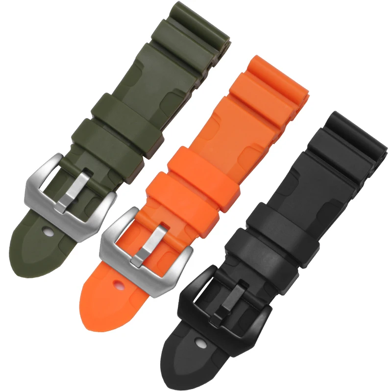 

Quality silicone watchband 24mm 26mm aterproof bracelet replacement strap men's for PAM380 PAM351 PAM111