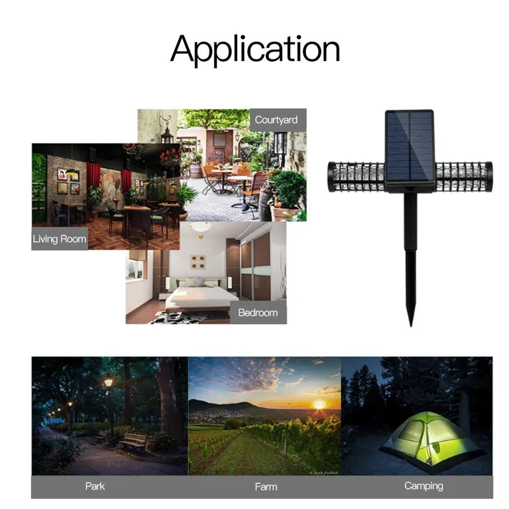 

Solar Mosquito Killer Lamp Waterproof Outdoor 8h 6-18h Purple Lawn IP65 LED 4LED Light Bug Zapper Light