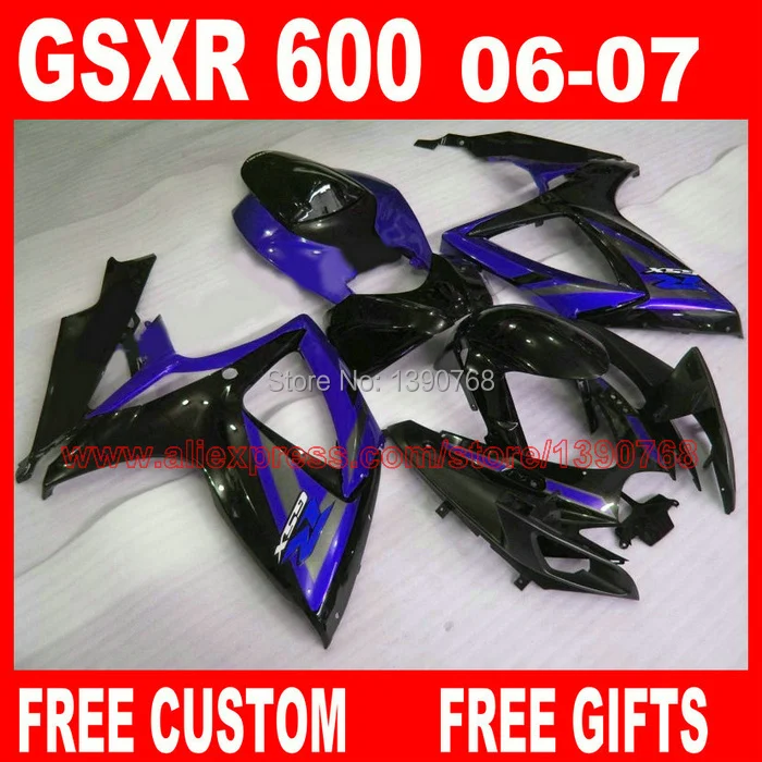 

Customize fairing kit for SUZUKI GSXR 600/750 2006 2007 K6 GSX-R600 GSXR 750 06 07 blue black bodywork fairings set DB3