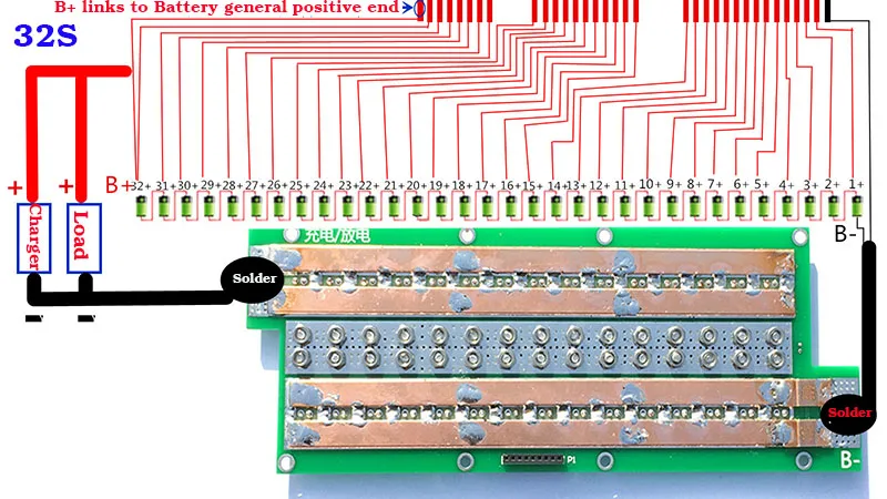 32S смарт-плата lipo литий-полимерная BMS/PCM/PCB плата защиты батареи для 32 шт 18650 литий-ионный аккумулятор(ANT BMS