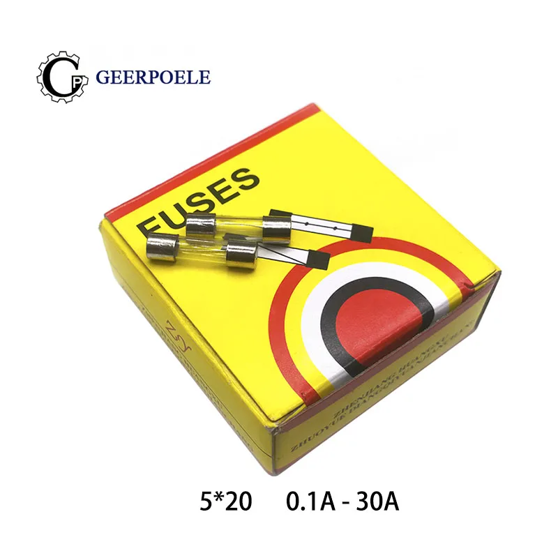 100 piece/box 0.1A-30A Glass fuse 5x20mm 2.5A 250V High quality fast Electrical Assorted Fuse Amp glass | Обустройство дома