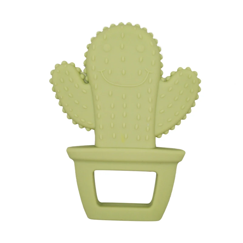 LightGreen Детские Силиконовые Прорезыватели для зубов DIY милые одноцветные ожерелье "кактус" Прорезыватель мультфильм для младенцев силиконовые жевательные Подвески Дети Прорезыватели игрушки - Цвет: LightGreen