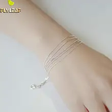 Форзац 925 пробы серебряные Многослойные цепочка из змеиных костей браслеты для женщин Мода предотвращает аллергию леди стерлингового серебра-ювелирные изделия