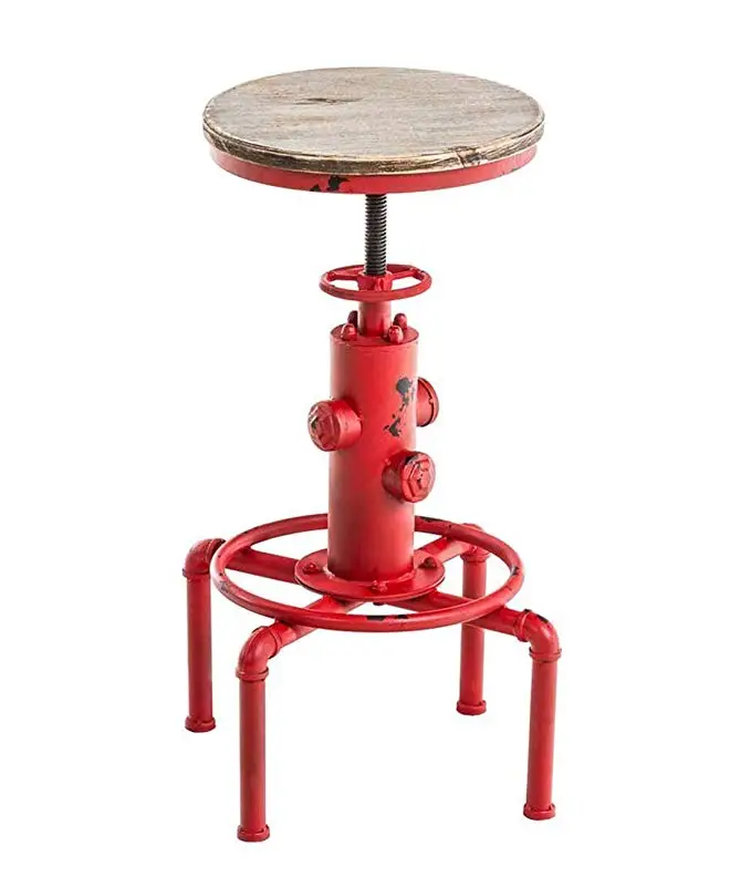 

Bar Stools Vintage Antique Industrial Chair Solid Wood fire Hydrant Design Cafe Swivel Height Adjustable Bar Chair Seat