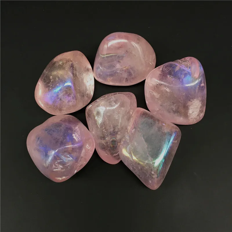 6 шт. натуральные Исцеляющие камни образец минерала качающаяся розовая аура свернутые Стразы и камни аура s для декора