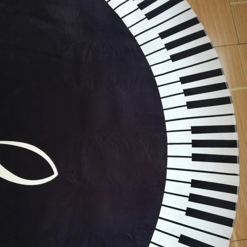 Ковер Музыкальный символ фортепианный ключ черный белый круглый ковер нескользящий ковер домашний коврик для спальни украшение пола